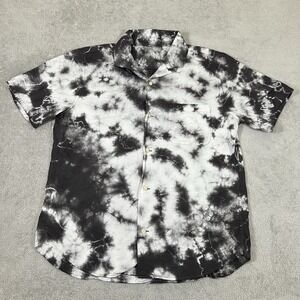 Outerknown Shirt Extra Large Mens BBQ Galaxy Tie Dye Loop Collar Black White